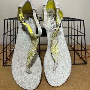 TOMS Thong Sandals Women 8.5 Neon Yellow Comfort Casual Summer Boho